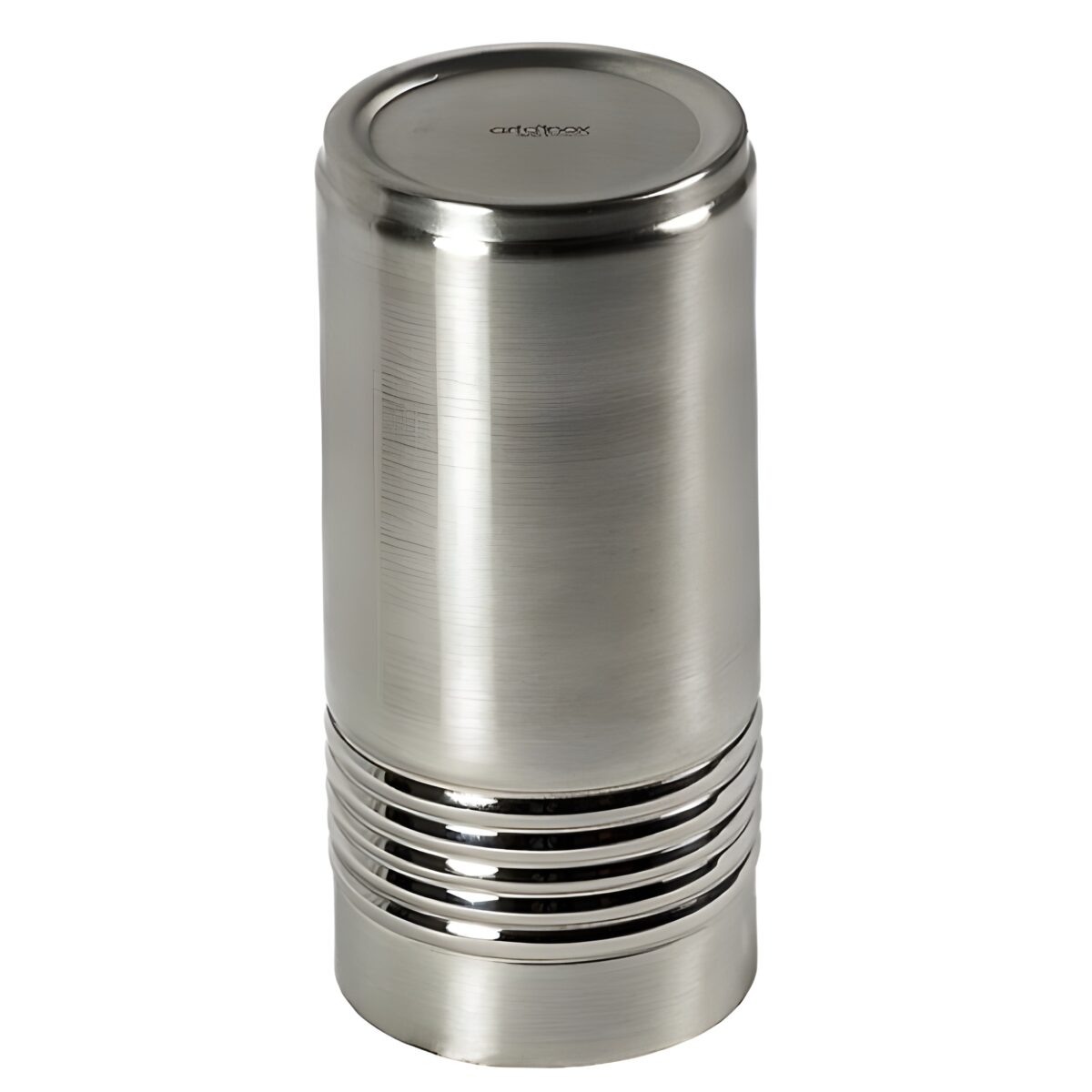 A tumbler is a type of steel or drinking vessel that is usually cylindrical in shape with no handle. It is commonly used for serving various beverages, such as water, juice, soda, or cocktails.