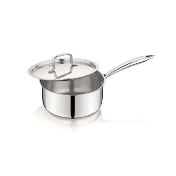 The Royal Sauce Pan with Lid, measuring 14cm in diameter, is a kitchen essential designed for various cooking tasks. This saucepan is typically made from high-quality materials like stainless steel or non-stick coated aluminum, ensuring even heat distribution and retention. The included lid helps control heat and flavors during cooking. With its compact size, this 14cm saucepan is ideal for heating sauces, simmering small quantities of food, boiling eggs, or other culinary tasks that require a small and precise cookware. It's a practical addition to your kitchen for efficiently preparing a range of dishes.The "ROYAL Sauce Pan Brown WITH LID" is a kitchen cookware item. It is 18 centimeters in diameter, which likely refers to the size of the saucepan. The term "brown" likely indicates the color of the saucepan, implying that it is likely made of brown-colored material. The inclusion of "WITH LID" indicates that the saucepan comes with a matching lid, which is useful for cooking and simmering dishes