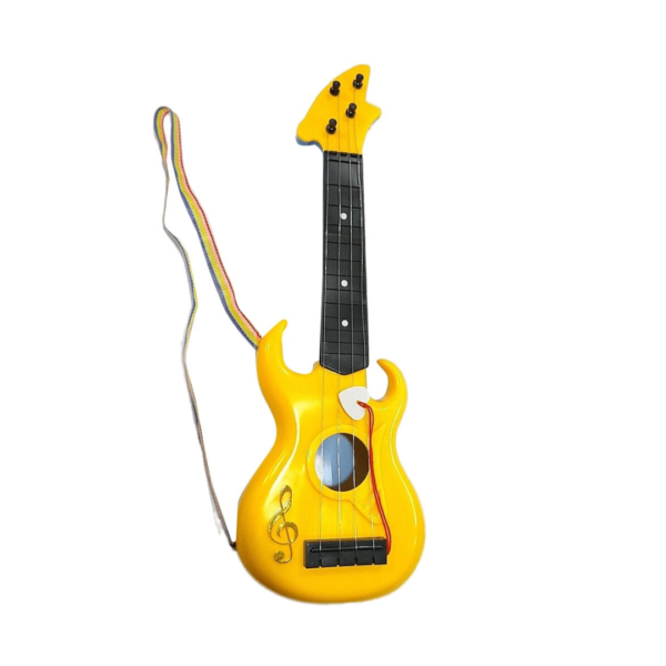 Printed Plastic 4-String Guitar Toy, the perfect musical instrument for budding young rockstars! Designed with kids in mind, this colorful and fun toy guitar will inspire creativity and musical exploration in children aged 3 and up.