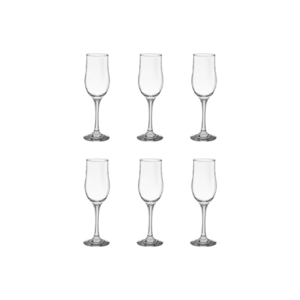 TREO Long Champ Wine Glass Set of 6 an elegant collection designed to enhance your wine experience. These spectacles are drafted for wine suckers and those who appreciate complication. With their slender stems and well- designed coliseums, they're perfect for any occasion. Made to last and easy to clean, this set adds a touch of class to your table.