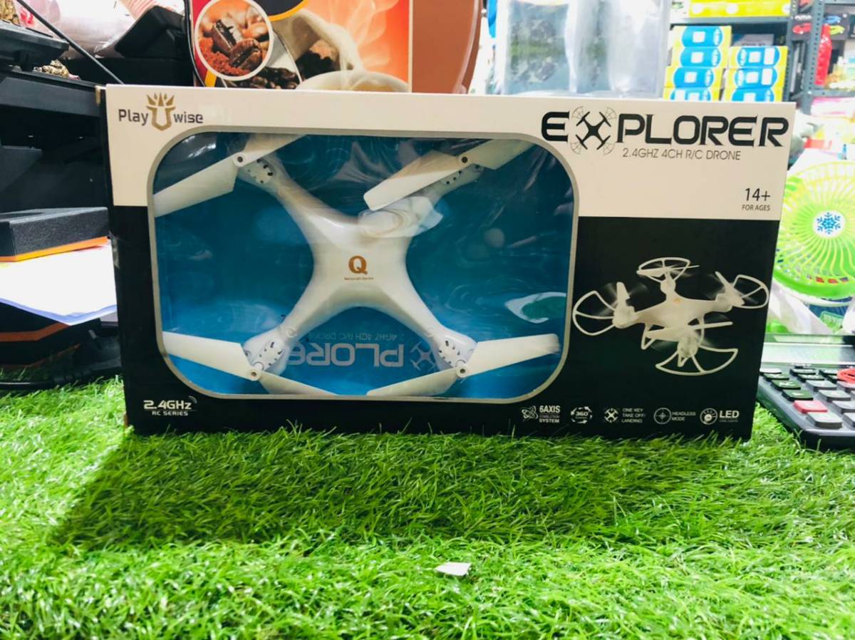 The Explorer 4GHz Drone is a remote-controlled aerial device designed for recreational use. With a 4GHz frequency, it offers stable and responsive control. This drone typically features advanced capabilities such as high-definition cameras for capturing aerial footage, altitude hold for stable hovering, and multiple flight modes for varying skill levels. The Explorer drone is suitable for both beginners and enthusiasts, providing an enjoyable and immersive flying experience. Its features may include headless mode, one-key takeoff/landing, and durable construction for outdoor use. Overall, the Explorer 4GHz Drone combines ease of use with advanced features for aerial exploration and photography.