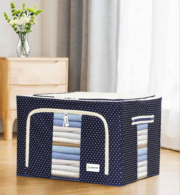 A 66-liter storage bag is a large-capacity storage solution designed for organizing and storing belongings. This bag typically offers ample space for clothing, linens, or other items, making it suitable for home organization or travel. The bag is likely made from durable materials to protect contents from dust and moisture, and it often features a secure closure mechanism, such as a zipper, to keep items safely stored. With its generous capacity, the 66-liter storage bag is a practical and versatile option for decluttering and efficiently managing belongings.