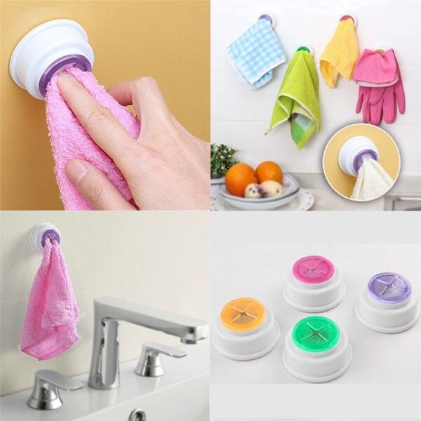 A "self-adhesive towel hanger clip" is a clip or hook with a self-adhesive backing, designed for the convenient hanging of towels or other lightweight items. These clips can be attached to various surfaces without the need for screws or hardware, making them easy to install and remove.