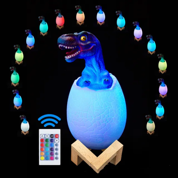 A "3D Dinosaur LED Lamp" is a lighting fixture designed to create a 3D illusion of a dinosaur when lit. It typically utilizes LED technology to provide energy-efficient and visually striking illumination. These lamps are often used as decorative pieces in bedrooms, playrooms, or themed spaces, adding a touch of novelty and intrigue to the room's ambiance.