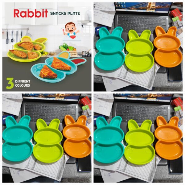 The "Rabbit Food & Snacks Plate" is a specialized dish designed for feeding rabbits. This plate typically consists of a combination of rabbit-friendly foods and snacks to ensure a balanced and nutritious diet for these small animals. It may include a variety of fresh vegetables, hay, and specially formulated rabbit pellets. The purpose of this plate is to provide essential nutrients and promote the overall well-being of rabbits, catering to their dietary needs for optimal health.