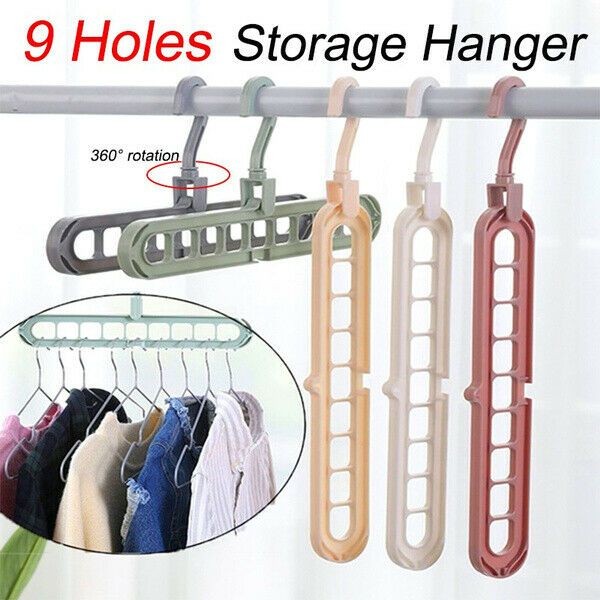 The 9 Hole Magic Cloth Hanger is a versatile and space-saving solution for organizing and drying clothes. Featuring nine holes, this hanger allows you to hang multiple garments simultaneously, optimizing storage. The design is efficient and practical, enabling air circulation to facilitate quicker drying of clothes. The hanger is likely made of durable materials, ensuring longevity and reliability. Its innovative design makes it an ideal choice for those looking to maximize closet space while keeping their wardrobe well-organized.