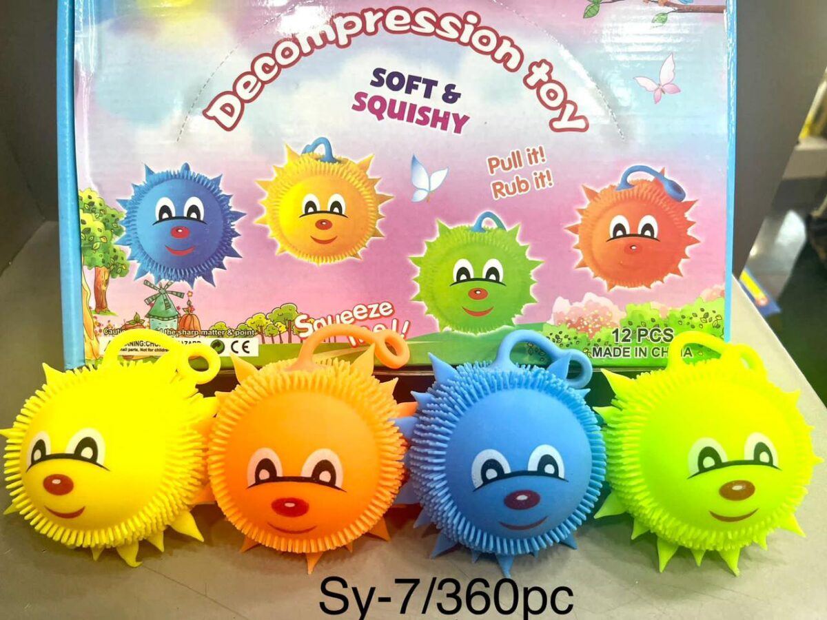 The SY-7 Squeeze Ball, Pack of 12pcs, is a collection of stress-relief toys. Each ball is typically soft and squeezable, designed to provide tactile comfort and help alleviate stress. The pack of 12pcs offers a bulk option, suitable for various applications and settings. Squeeze balls are commonly used as fidget toys, allowing users to squeeze and manipulate them to reduce tension and promote relaxation. The SY-7 Squeeze Ball set provides a convenient and portable solution for individuals seeking stress relief through tactile stimulation, offering multiple units for distribution or personal use.