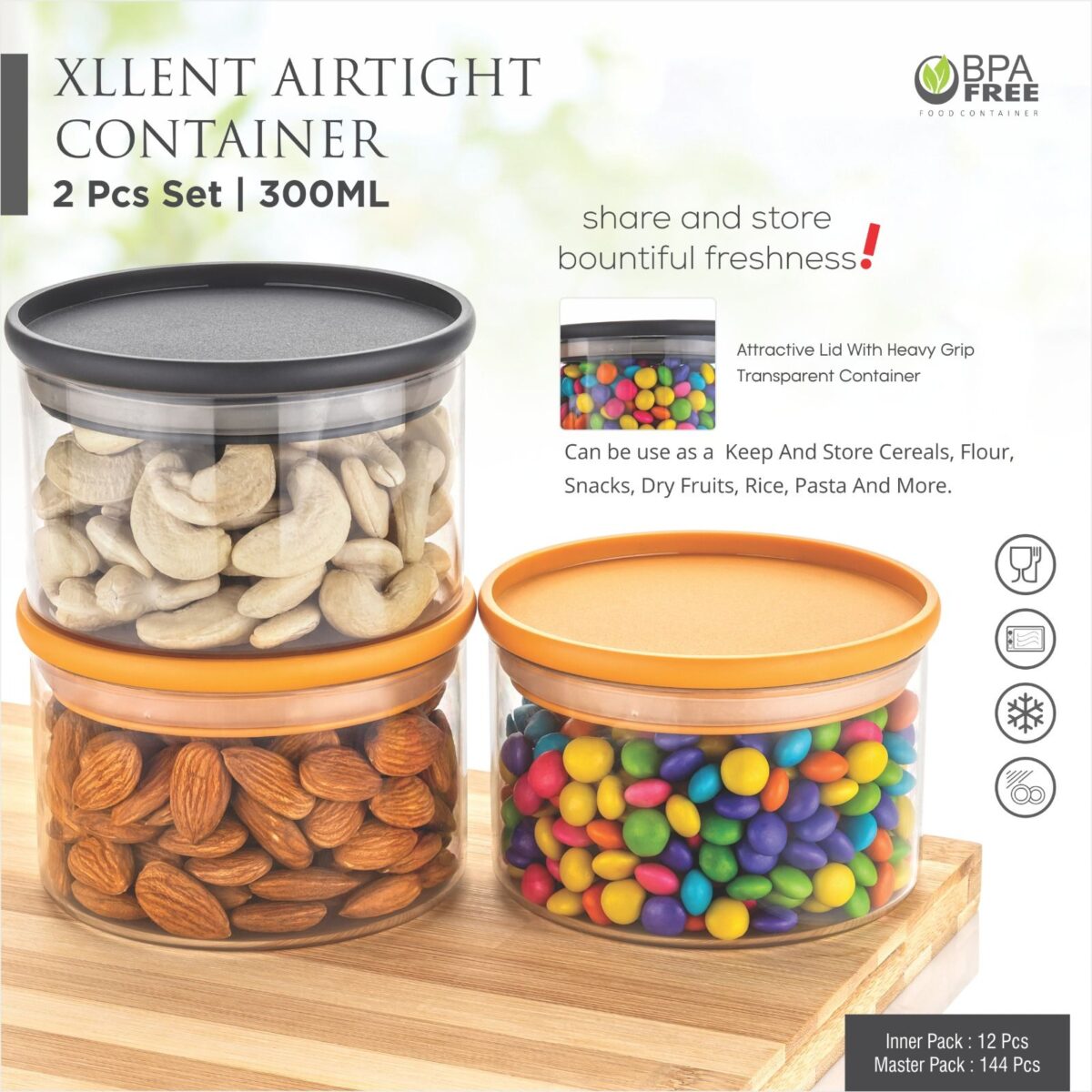 Crafted with precision, the XLLENT Airtight Containers feature a robust airtight seal that ensures the longevity of your food by keeping it safe from moisture and air. The containers are made from high-quality, food-grade material, making them safe for storing both dry and liquid ingredients.