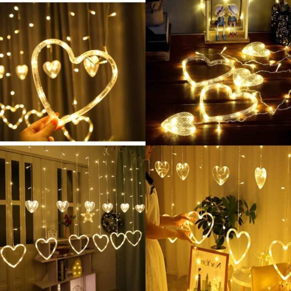 The "6+6 Heart Light" is a set of 12 heart-shaped lights, often used for decoration. The "6+6" notation indicates that the set includes a total of 12 heart lights. These lights can be used indoors or outdoors to create a romantic and cozy atmosphere with their warm and inviting glow.