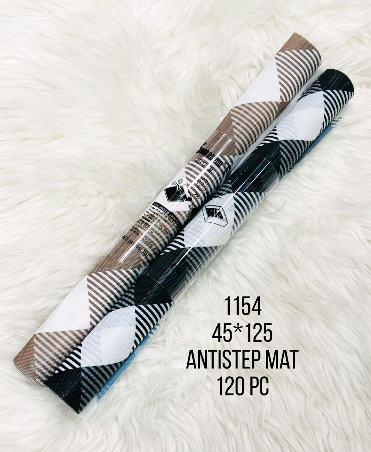 An “anti-slip mat roll (45*125cm)” is a roll of material that is 45 centimeters wide and 500 centimeters long, designed to provide a non-slip surface. It is commonly used to line drawers, shelves, or other surfaces to prevent items from sliding and to increase stability.