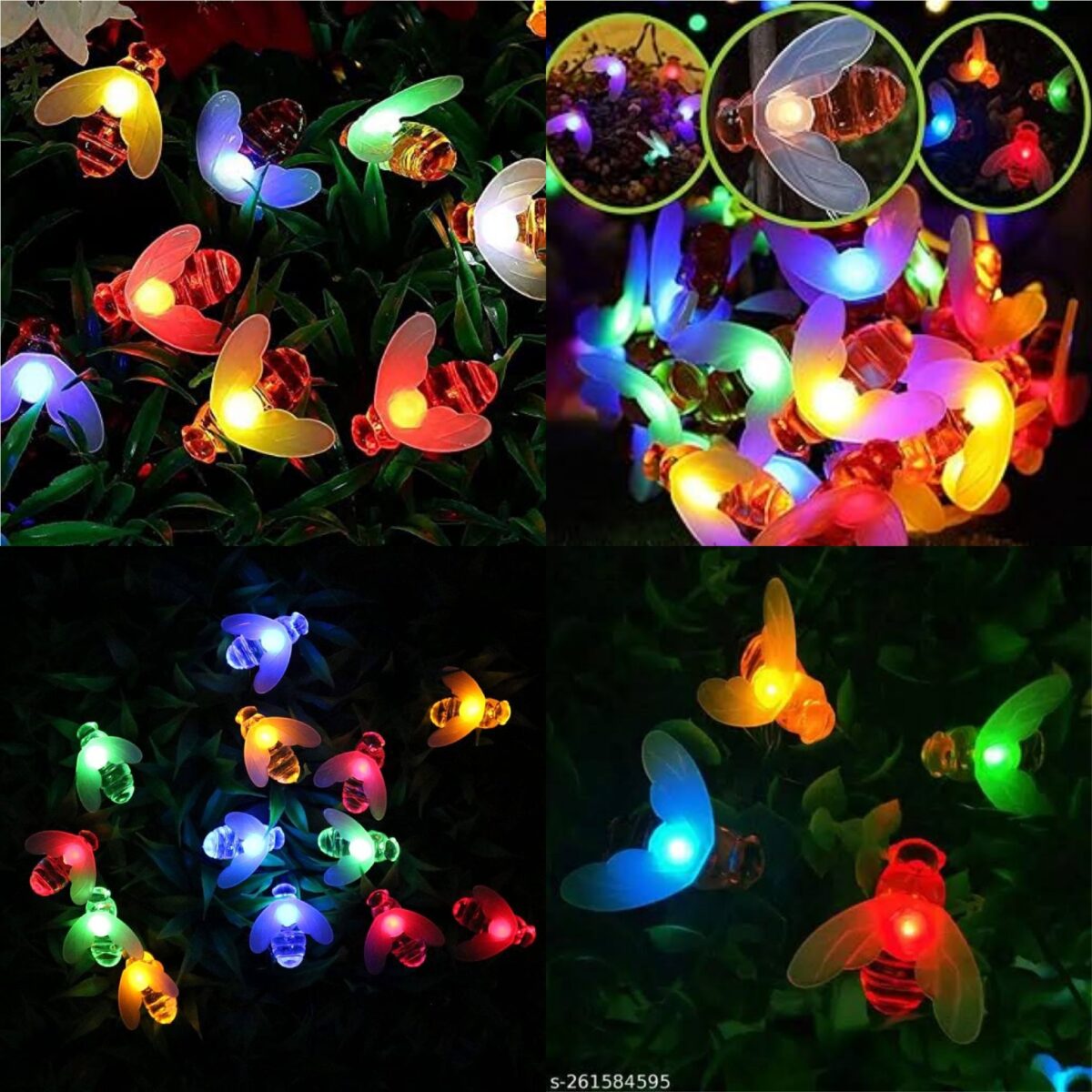 A "Honeybee RGB LED Light" is a decorative lighting fixture that takes the shape of honeybees and offers the ability to emit a range of colors through RGB (Red, Green, Blue) LED technology. These lights are often used for decorative purposes, adding a colorful and whimsical touch to indoor and outdoor spaces. They can be controlled to display various hues, making them versatile for creating different lighting effects.