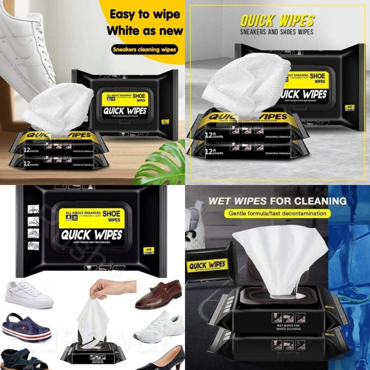 Shoe Cleaning Wipes (80 Count) are convenient and effective cleaning wipes designed specifically for shoes. With a pack containing 80 wipes, they offer a generous supply for multiple uses. These wipes are formulated to quickly and efficiently remove dirt, stains, and grime from various types of shoes, leaving them looking clean and refreshed. The compact packaging makes them portable and ideal for on-the-go use, making it easy to maintain the appearance of your shoes wherever you are.