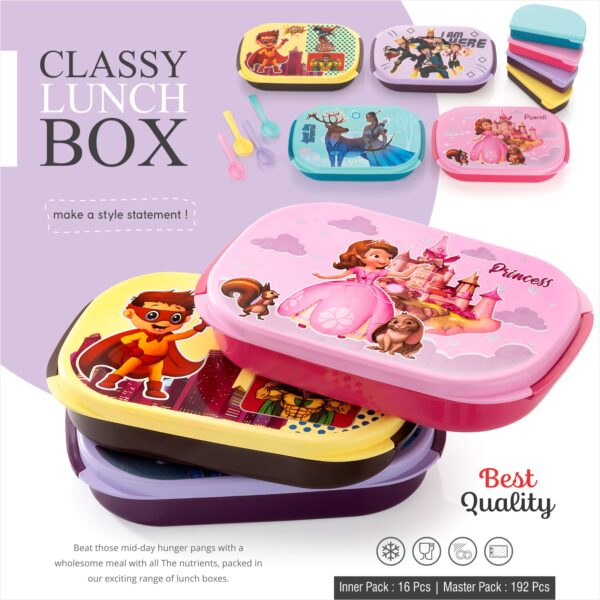 The Classy Printed Lunch Box (Multipoint) is a stylish and versatile lunch container designed for both practicality and aesthetic appeal. This lunch box features a variety of prints, adding a touch of personalization to your daily meals. Its classy design makes it suitable for various settings, from work to school or outings. The lunch box is not only visually appealing but also functional, with compartments to keep different food items organized. With the Classy Printed Lunch Box (Multipoint), you can enjoy a convenient and fashionable way to carry and enjoy your meals on the go.