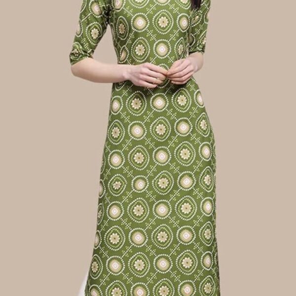Color: The kurta features a refreshing green color, adding a lively and elegant touch to your ensemble. The hue is carefully chosen to complement a wide range of skin tones. Print Design: The intricate print design on the kurta adds a distinctive flair. Whether it's floral motifs, geometric patterns, or a fusion of both, the print enhances the overall visual appeal. Fabric: Crafted from high-quality fabric, this kurta ensures comfort throughout the day. The breathable and lightweight material makes it ideal for casual outings, festive gatherings, or even formal events.