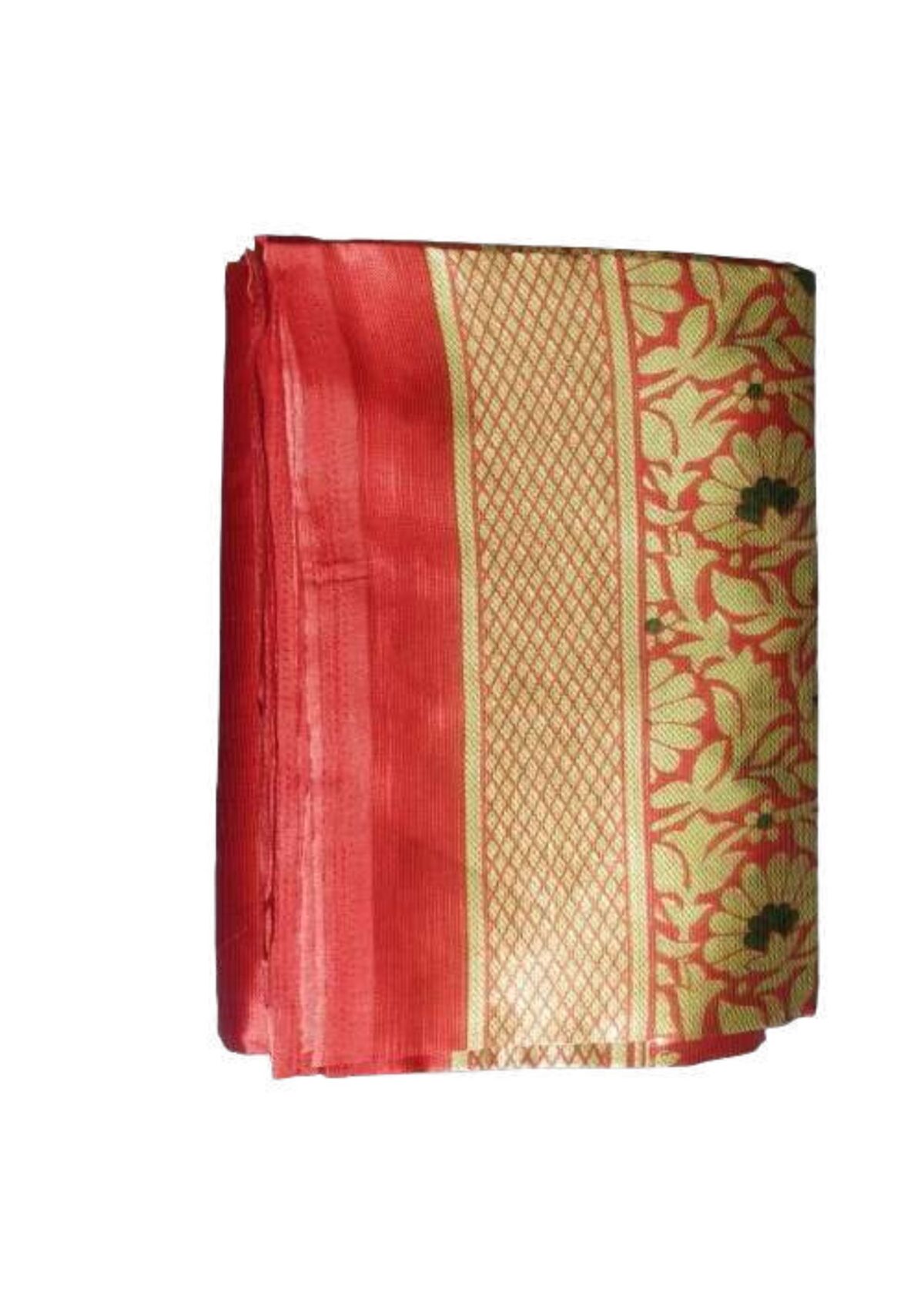 Material: The saree is made from pure Kanchipuram silk, which is known for its high-quality and lustrous texture. Kanchipuram silk is derived from pure silk threads and is handwoven with great precision. Color: The primary color of the saree is a deep, vibrant red. Red is a popular choice for Kanchipuram sarees as it symbolizes auspiciousness and is often worn during weddings and other significant ceremonies.