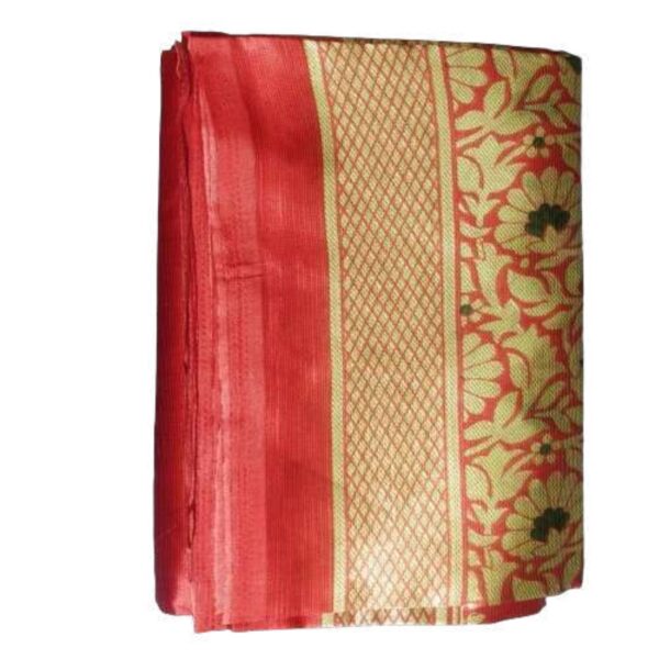Material: The saree is made from pure Kanchipuram silk, which is known for its high-quality and lustrous texture. Kanchipuram silk is derived from pure silk threads and is handwoven with great precision. Color: The primary color of the saree is a deep, vibrant red. Red is a popular choice for Kanchipuram sarees as it symbolizes auspiciousness and is often worn during weddings and other significant ceremonies.