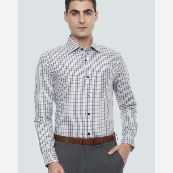 Crafted with precision, the shirt features a classic checked pattern that adds a touch of contemporary flair to your ensemble. The slim fit design ensures a modern and tailored silhouette, complementing your body shape with finesse.Crafted with precision, the shirt features a classic checked pattern that adds a touch of contemporary flair to your ensemble. The slim fit design ensures a modern and tailored silhouette, complementing your body shape with finesse.